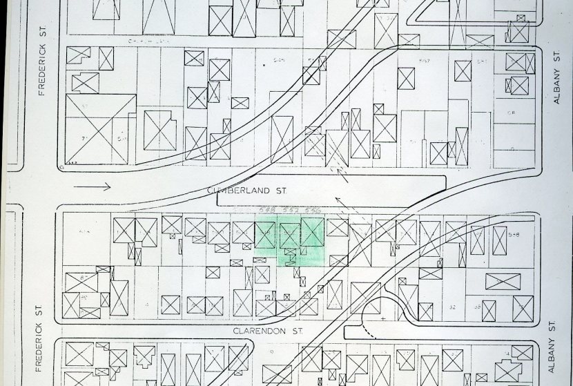 Map of proposed realignment of Castle and Cumberland Streets (1973)