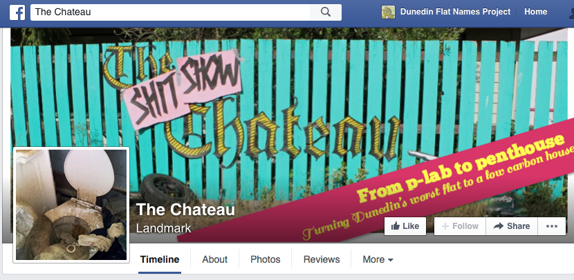 Screenshot of the Facebook page for The Shit SHow Chateau