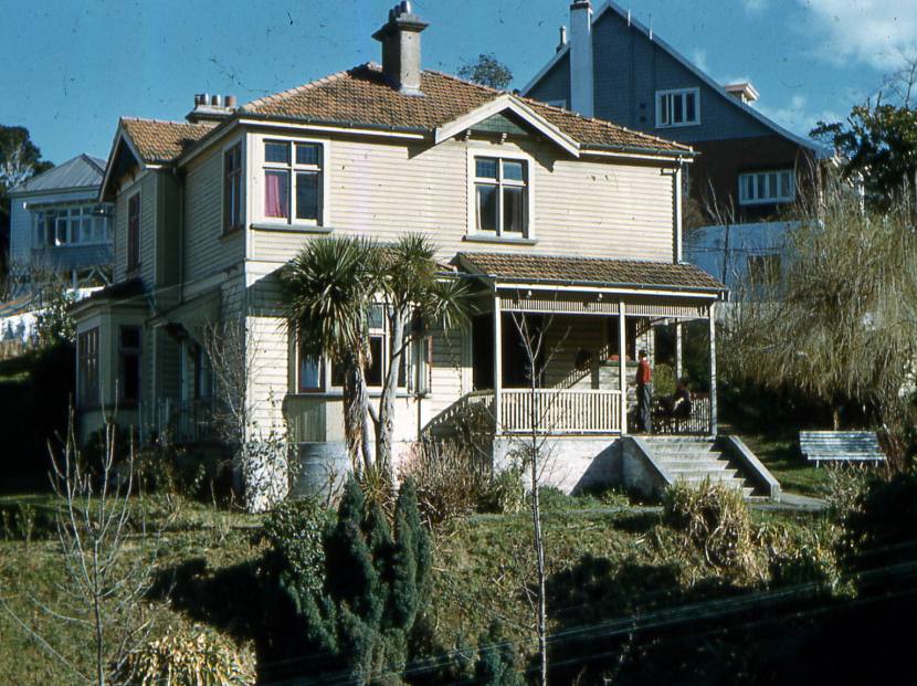 Toad Hall, 1959. Playing darts on the front porch. Jim Scott Collection.